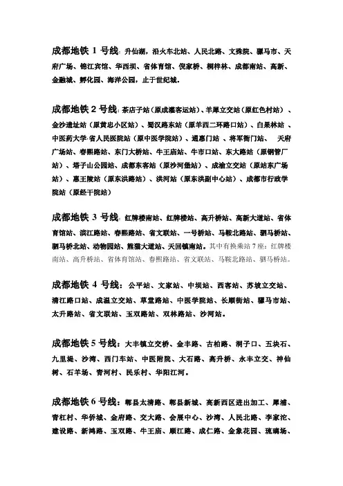成都地铁站点