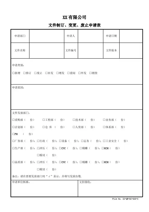 文件制订、变更、废止申请表