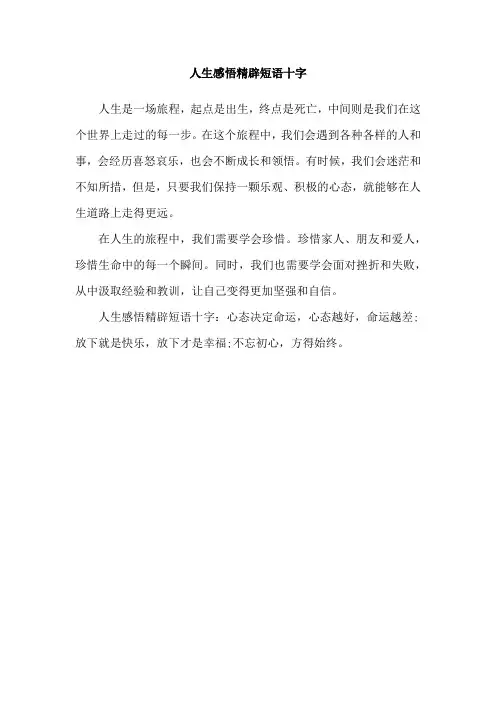 人生感悟精辟短语十字