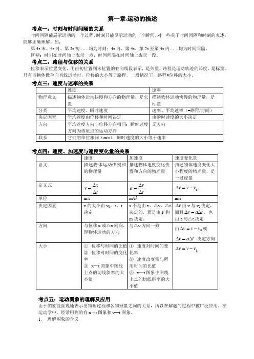 高一物理必修1第一章、第二章知识点复习与习题与答案
