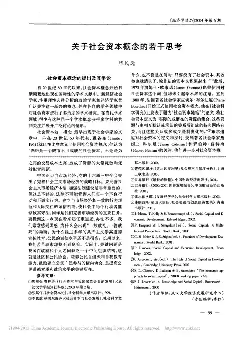 关于社会资本概念的若干思考