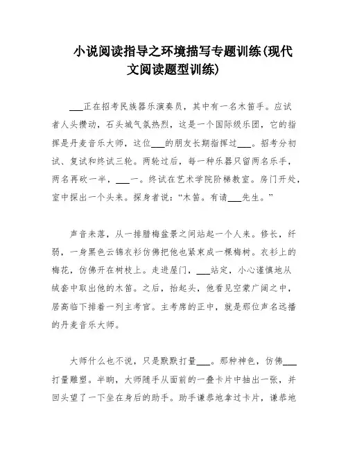 小说阅读指导之环境描写专题训练(现代文阅读题型训练)