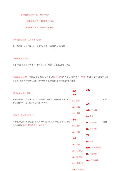 肺叶分段口诀