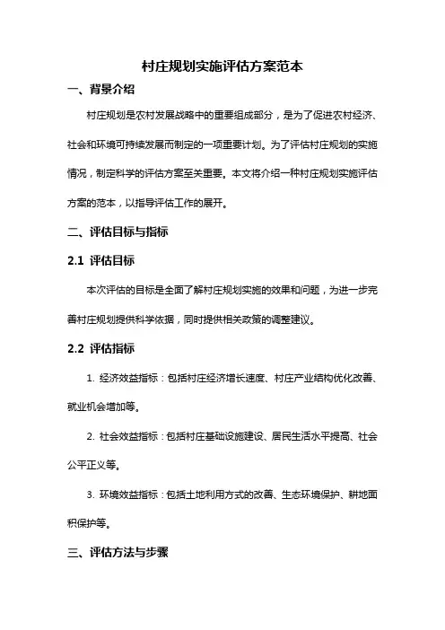 村庄规划实施评估方案范本