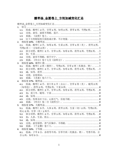 酸枣汤_金匮卷上_方剂加减变化汇总