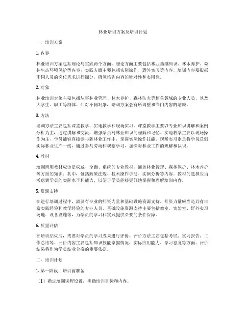 林业培训方案及培训计划