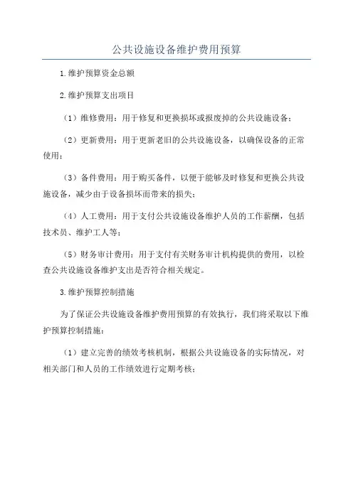 公共设施设备维护费用预算