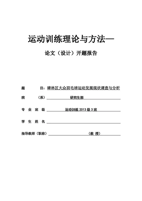 羽毛球发展现状开题报告