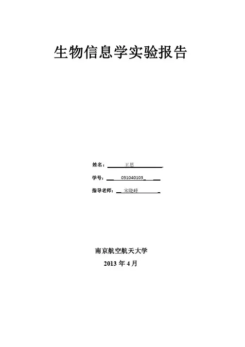 生物信息学实验报告