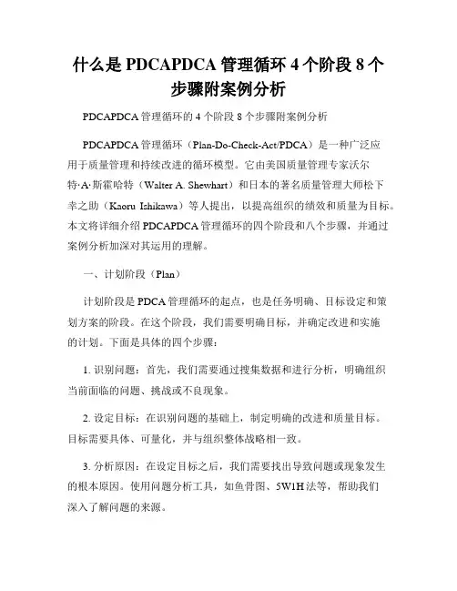 什么是PDCAPDCA管理循环4个阶段8个步骤附案例分析