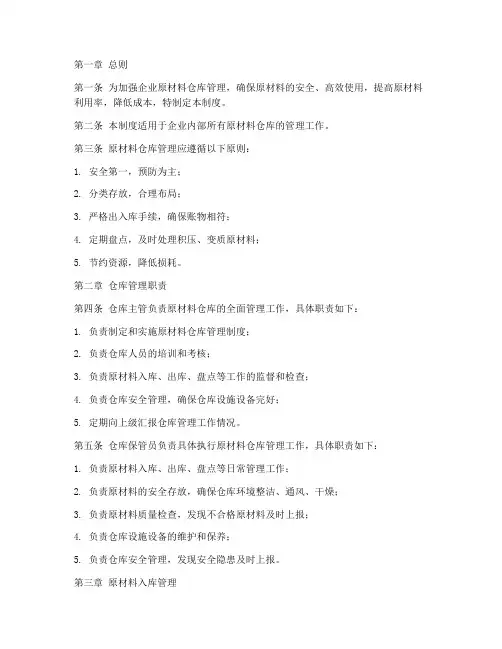 企业原材料仓库管理制度