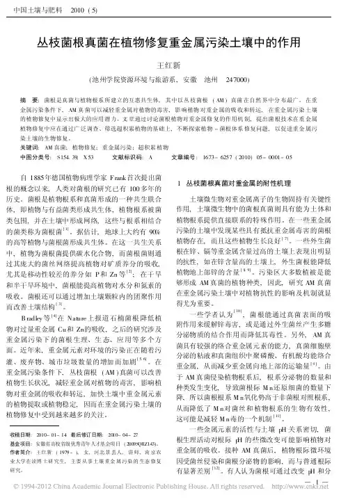 丛枝菌根真菌在植物修复重金属污染土壤中的作用