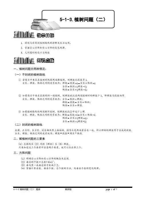 小学奥数 植树问题(二)