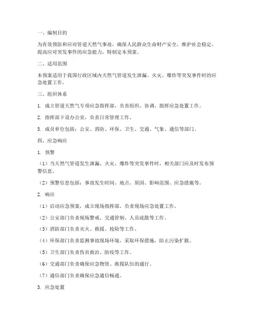 管道天然气专项应急预案