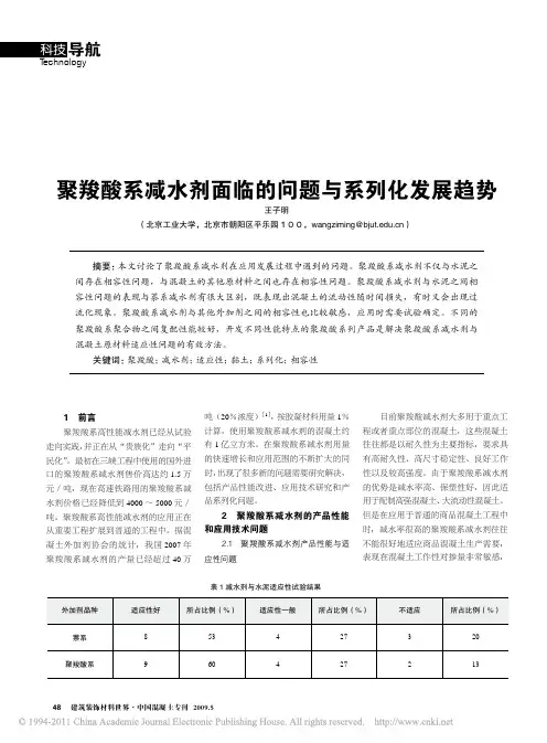 聚羧酸系减水剂面临的问题与系列化发展趋势_王子明