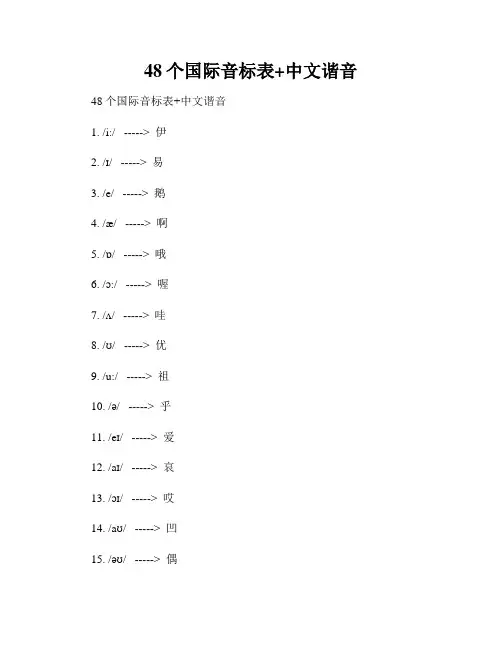 48个国际音标表+中文谐音