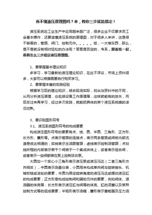 看不懂液压原理图吗？来，教你三步就能搞定！