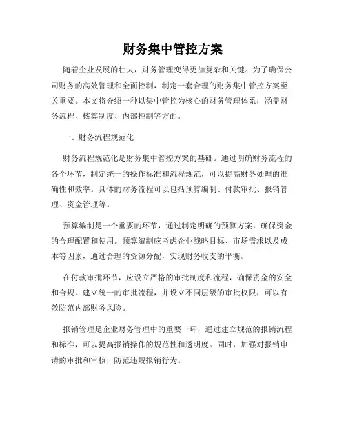 财务集中管控方案