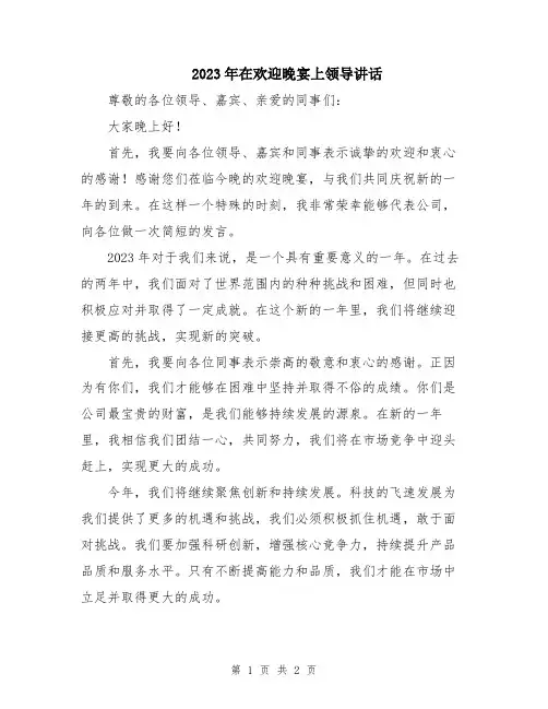 2023年在欢迎晚宴上领导讲话