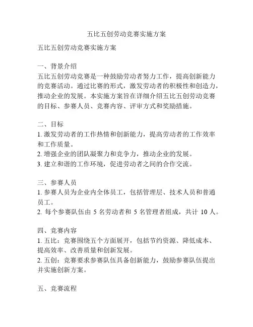 五比五创劳动竞赛实施方案