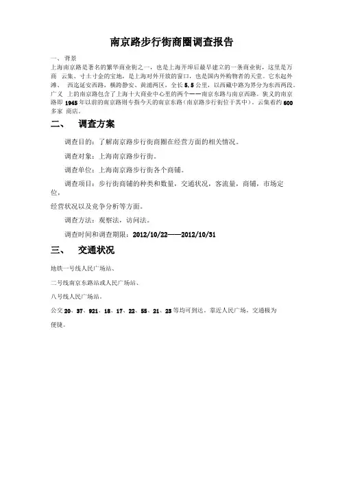 南京路步行街商圈调查报告