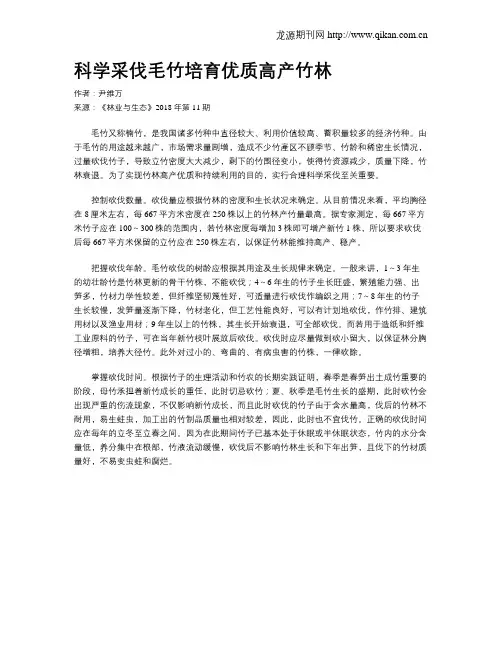 科学采伐毛竹培育优质高产竹林