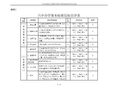六中河南省义务教育学校办学基本标准评估自评表)