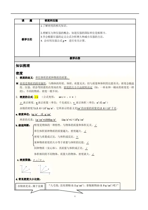 密度和压强
