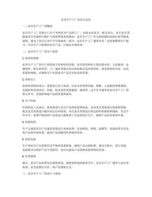 家具生产工厂知识点总结