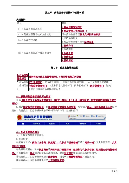 执业药师-药事管理与法规-药品监督管理体制与法律体系