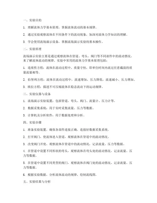流场演示实验报告