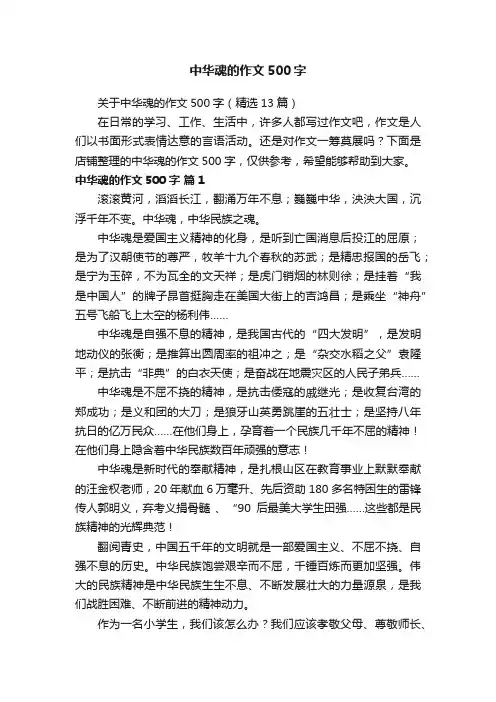 中华魂的作文500字