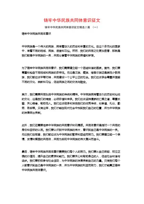 铸牢中华民族共同体意识征文2篇