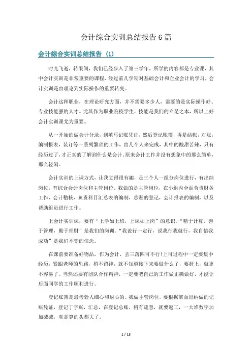 会计综合实训总结报告6篇