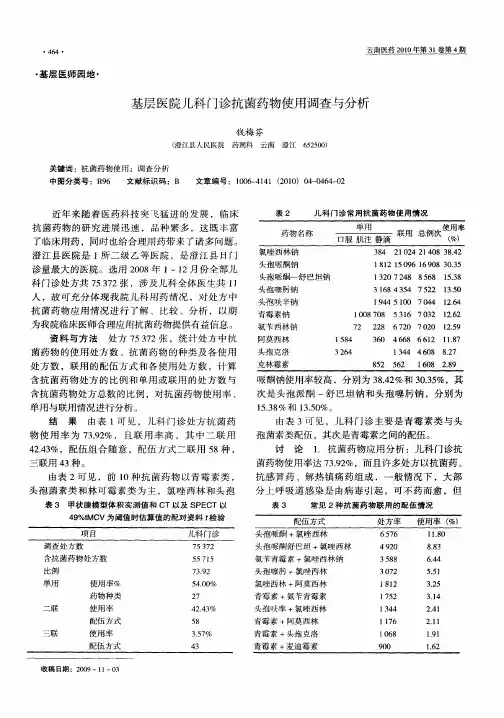 基层医院儿科门诊抗菌药物使用调查与分析