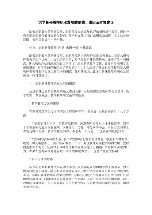 大学新任教师职业发展的困惑、成因及对策建议