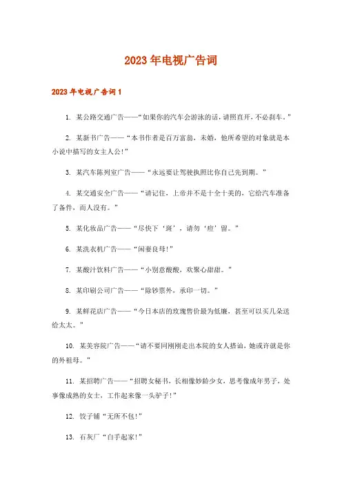 2023年电视广告词