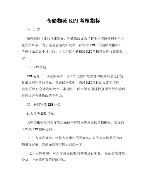 仓储物流KPI考核指标
