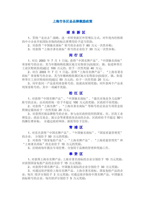 上海激励政策