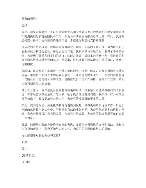 提升薪资待遇申请书模板