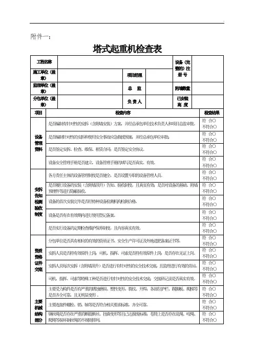 塔式起重机及施工升降机安全检查表