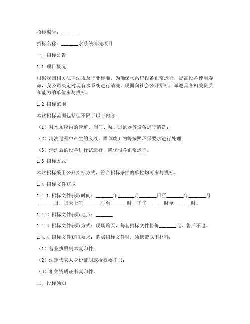 水系统清洗招标文件
