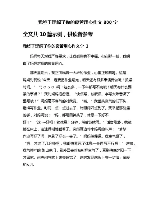 我终于理解了你的良苦用心作文800字