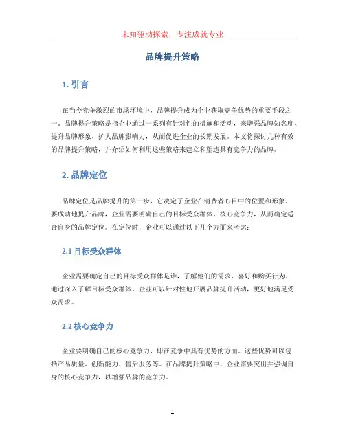 品牌提升策略