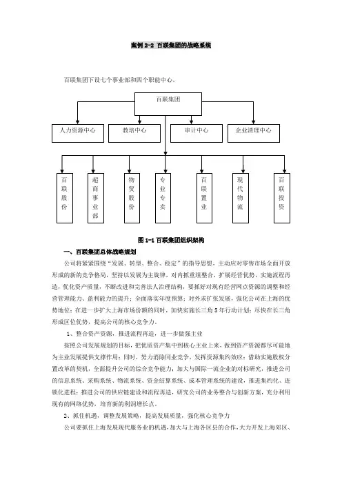 案例2-2 百联集团的战略系统