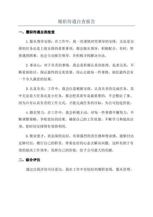 履职待遇自查报告