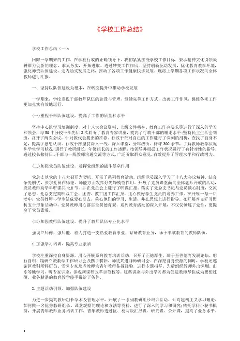 [推荐]2019年学校工作总结10篇.docx