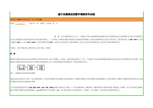 基于决策理论的数字调制信号识别