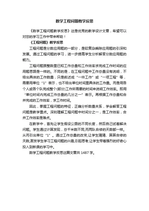 数学工程问题教学反思