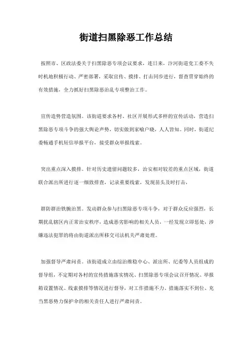 最新街道扫黑除恶工作总结